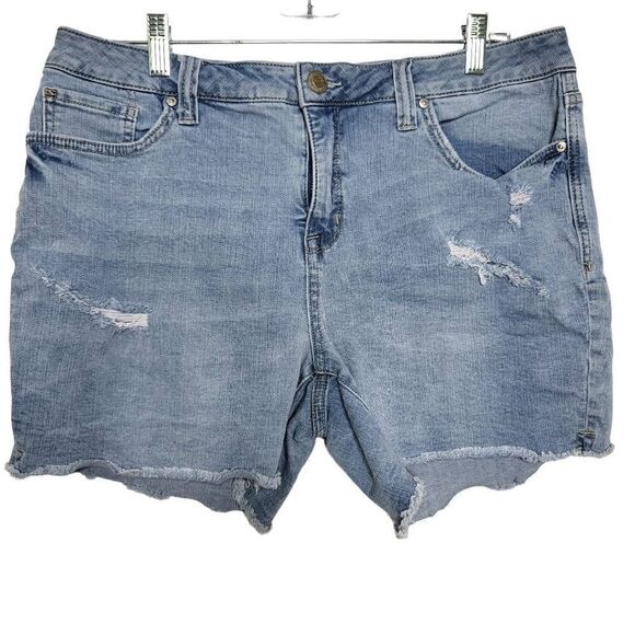 Seven7 Weekend Distressed Fringe Hem Denim Short Size 12 - Picture 1 of 10